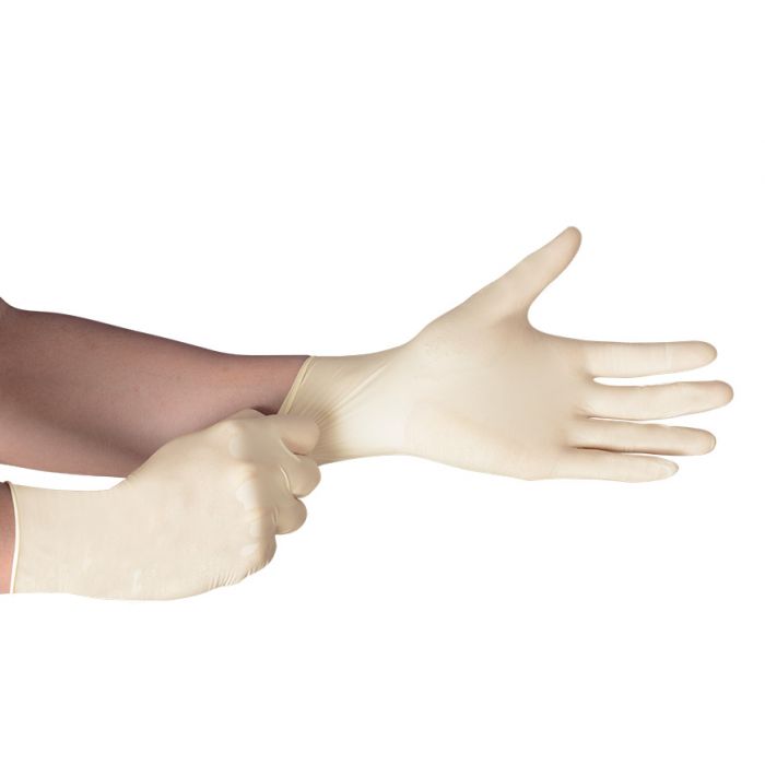 ถุงมือยางแบบไม่มีแป้ง ชนิดบาง (กล่อง 100 ชิ้น) ศรีตรังโกลฟ์ - m