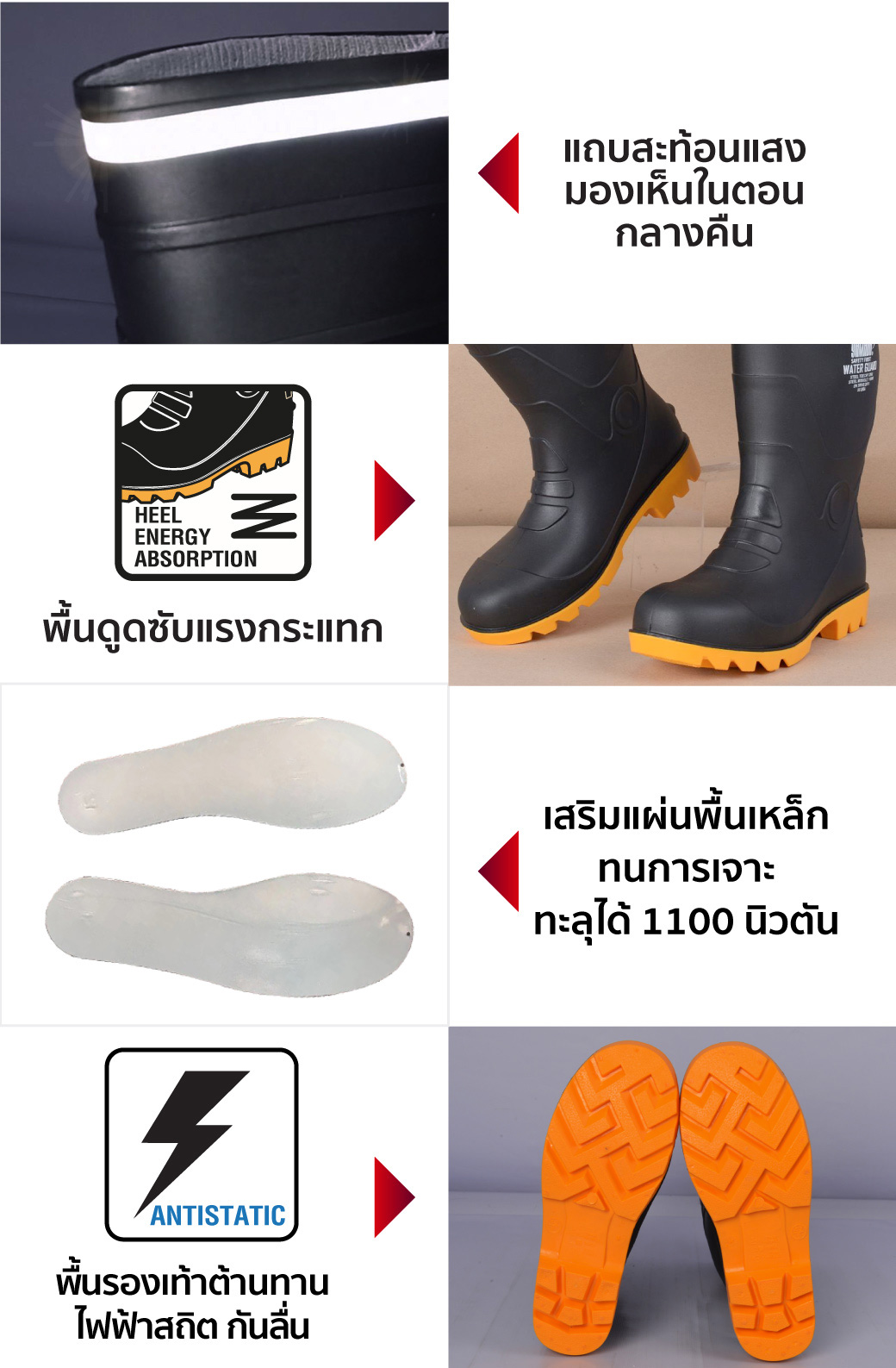 รองเท้าบู๊ทยางหัวเหล็ก